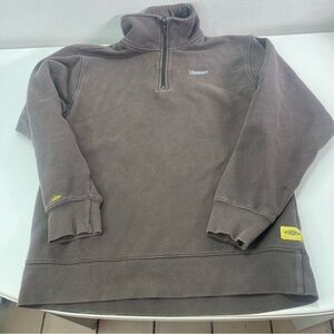 Umbro Jacket 1/4 Zip Fleece Men  LG Brown Logo Outdoor Casual Streetwear